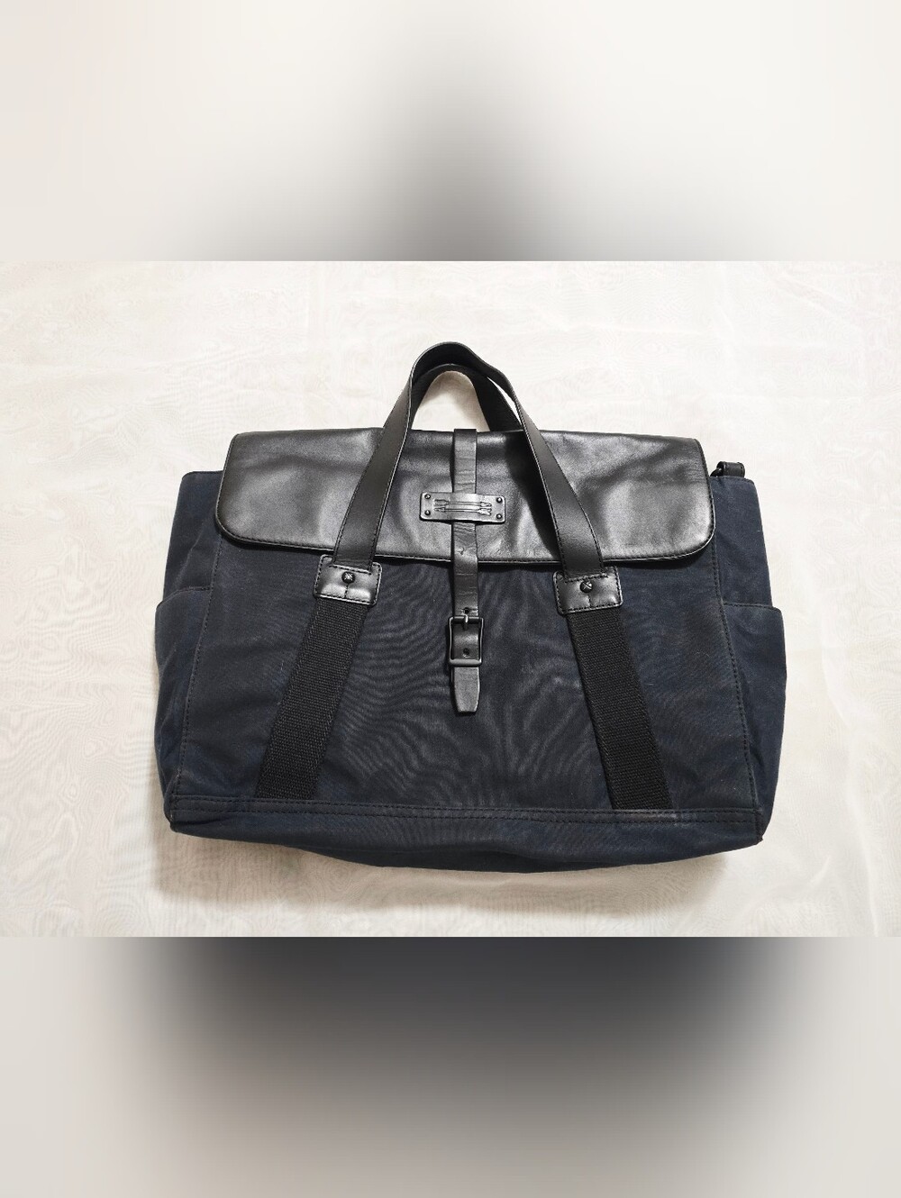 Jack Spade Black Canvas Leather Messenger Laptop Bag